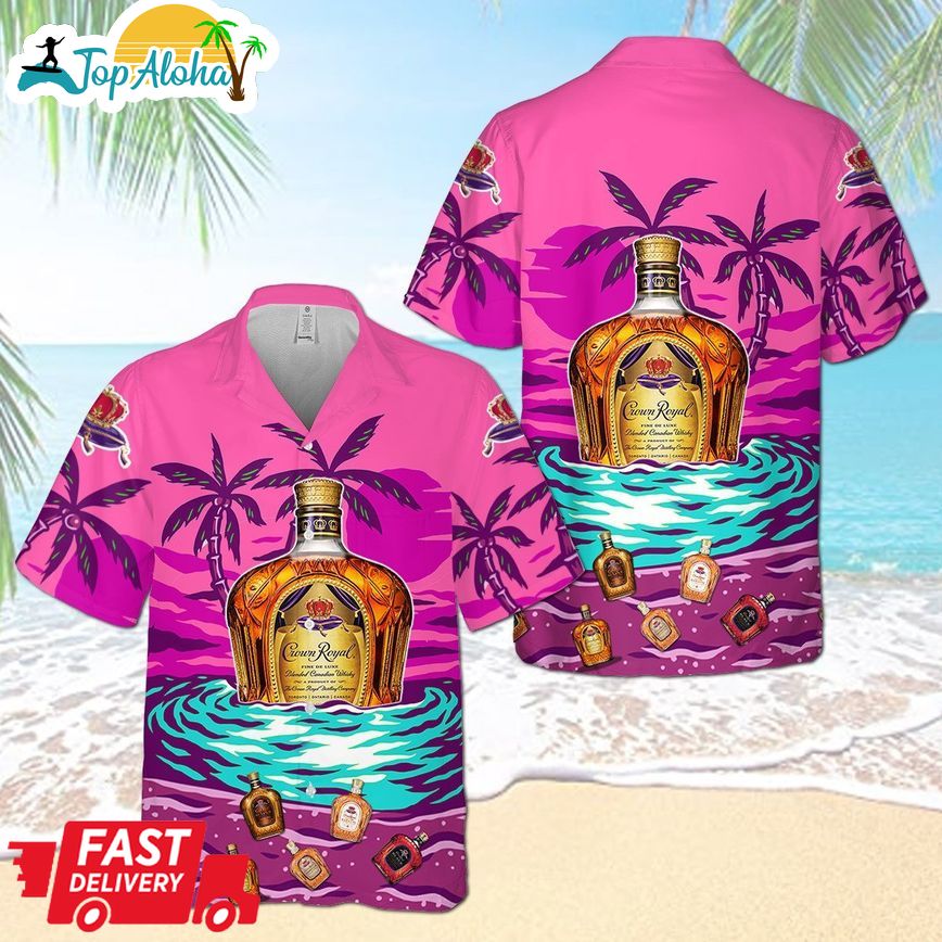 Crown Royal On The Sand Palm Tree All Over Print 3d Aloha Summer Beach Hawaiian Shirt