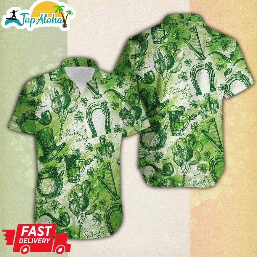 Discover Cool Whole Green Saintpatricks Day Vintage Hawaiian Shirt Men & Women | Adult |