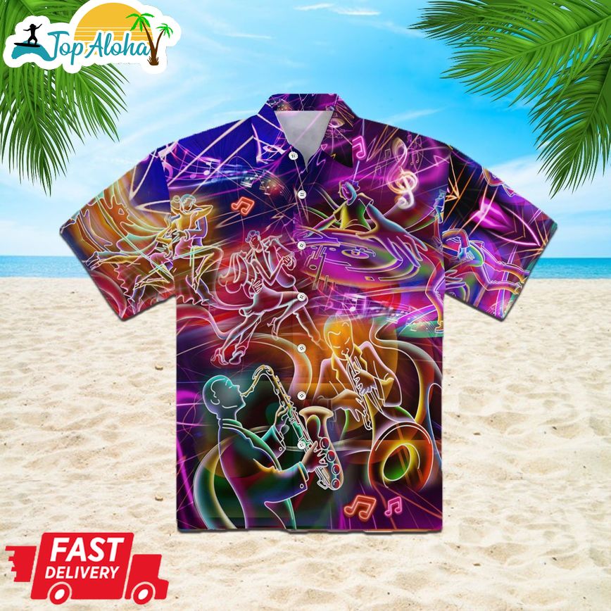 Music Neon Funny Hawaiian Shirt