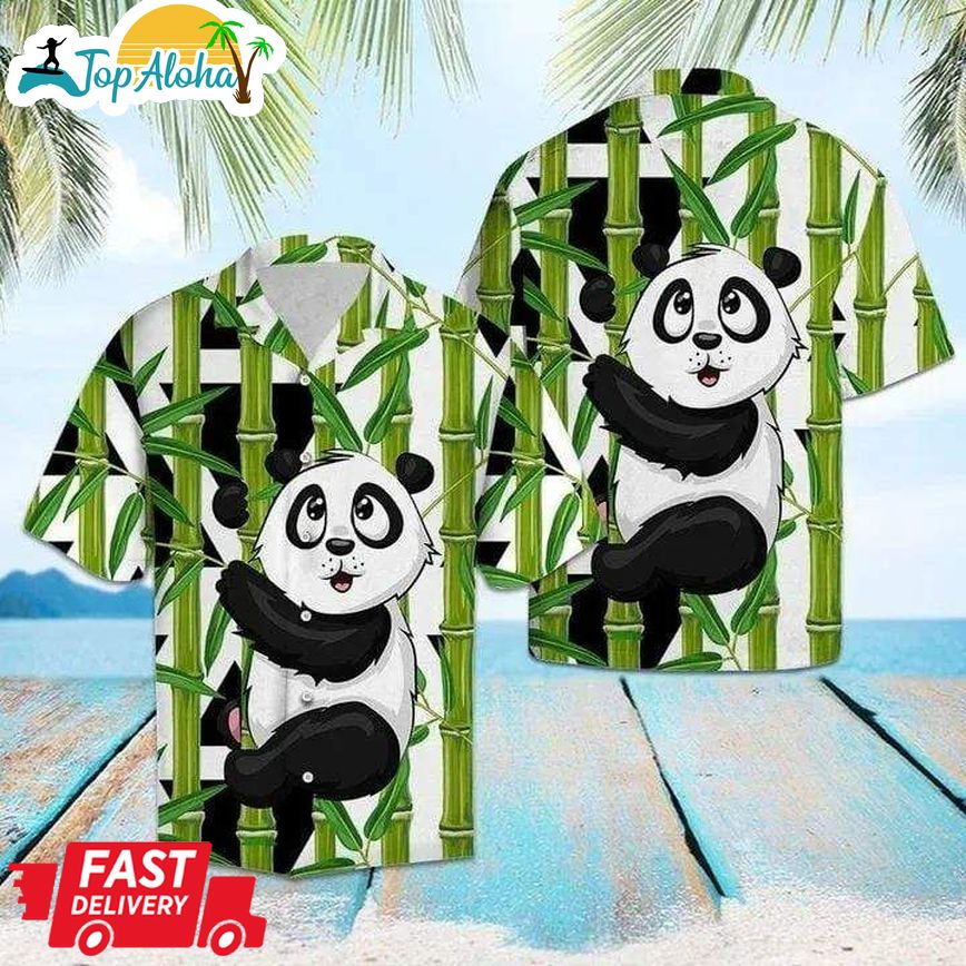 Panda With Bamboo Hawaiian Aloha Shirts